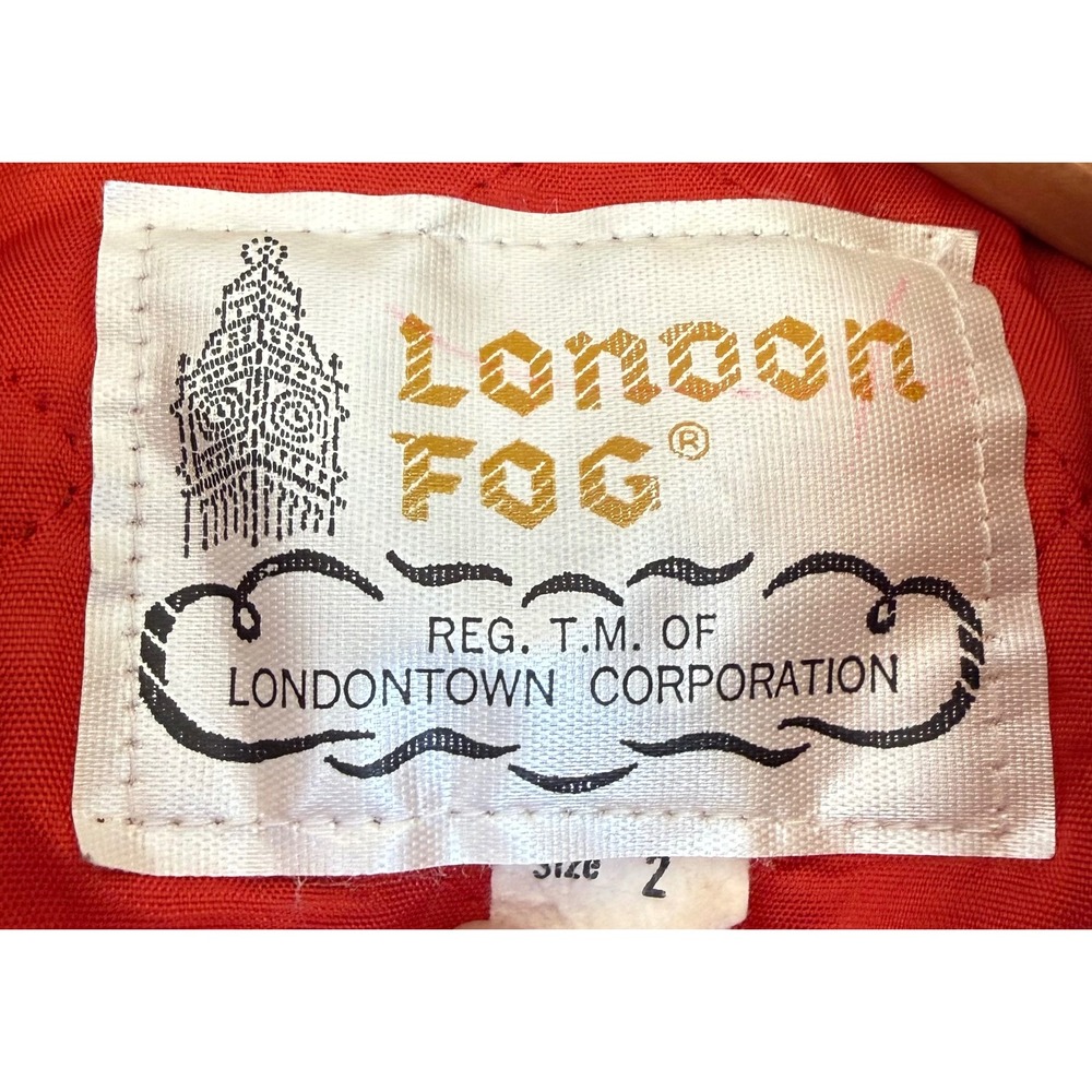 Vtg LONDON FOG Red Quilted Coat Jacket Floral Embroidery Detachable Hood Size 2 - Picture 9 of 14